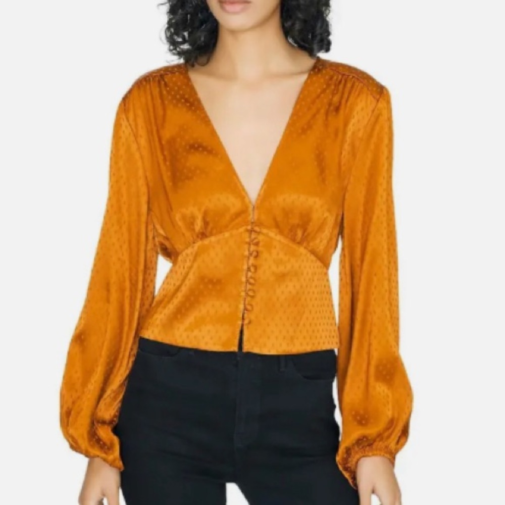 Sanctuary burnt orange blouse with polka dots